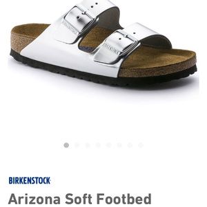 NWT and in box Birkenstock Silver Sandles